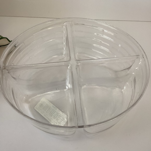 LONGABERGER BASKETS: 2001 10 inch handwoven basket with liner 4 section divider - Picture 8 of 11